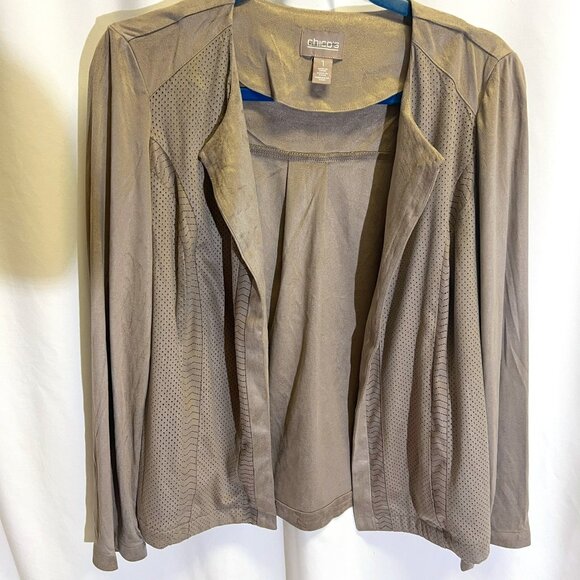 Chico's Jackets & Blazers - Chico's Drape Front Faux Suede Lightweight Jacket